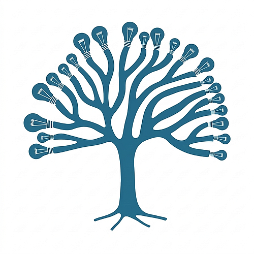 Een boom met lampen aan de takken